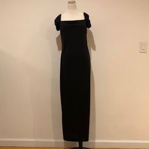 Black Short Sleeve Dress with Square Neckline
